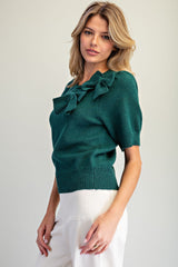 Ribbon Short Sleeve Sweater