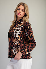 Leopard Mock Neck Knit Sweater