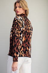 Leopard Mock Neck Knit Sweater