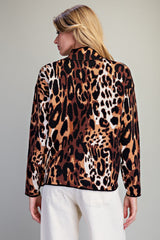 Leopard Mock Neck Knit Sweater