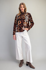 Leopard Mock Neck Knit Sweater