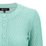 3/4 Sleeve Crewneck Knit Cropped Cardigan Sweater MK3514: BRONZE / L