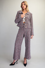 Scalloped Tweed Button Down Jacket