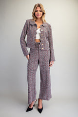 Scalloped Tweed Button Down Jacket