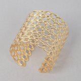 Wide Chain Metal Cuff Bracelet: Gold