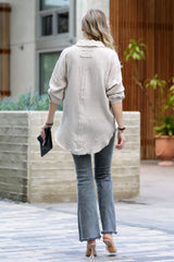 `Oversized Raw Edge Shirt W/ Back Patch Zenana: LTOLIVE-149497 / S