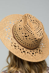Open-Weave Panama Hat: LIGHT BROWN / 2 / ONE SIZE (OS)