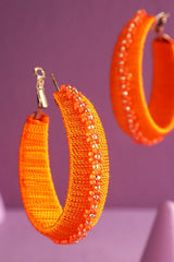 Thread Wrapped Hoop Earring : WHITE(GDWHT)