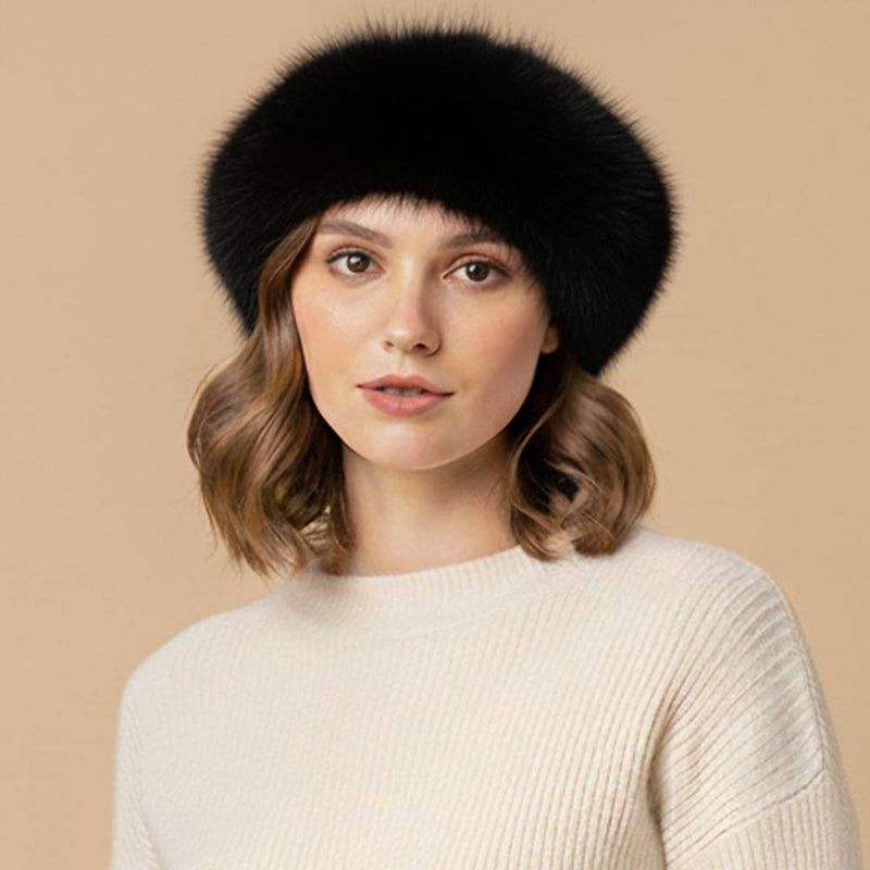Plush Faux Fur Round Winter Beret Hat