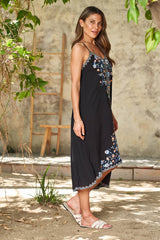 Viscose Woven Hi-Low Slip Dress 4021-MAD : Black / L