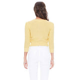 3/4 Sleeve Crewneck Knit Cropped Cardigan Sweater MK3514: BRONZE / S