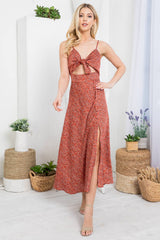 Satin Floral Print Dress