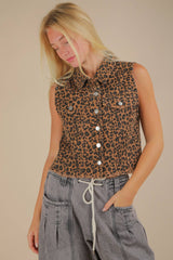 Leopard Denim Vest