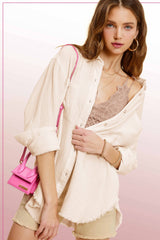 SRT7448-Crinkled Gauze Button Down Shirt 4th of july: White / M