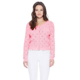 Lace Pattern V-Neck Scallop Hem Button Down Cardigan MK3659: SAGE / L