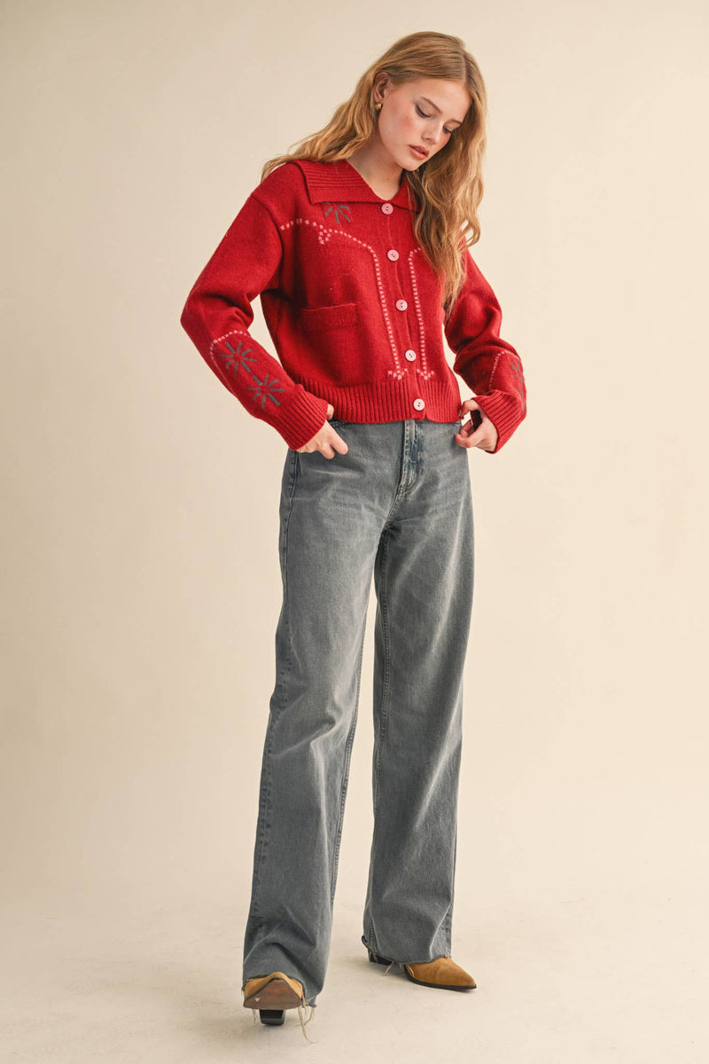 Cropped Western Cardigan