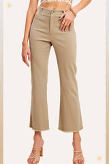 MCP3113-Soft Washed High Waisted Flare Pants 4th of july: Fade Olive / S