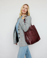 Margie Handcrafted Leather Tote Bag: Dark Grey