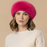 Plush Faux Fur Round Winter Beret Hat
