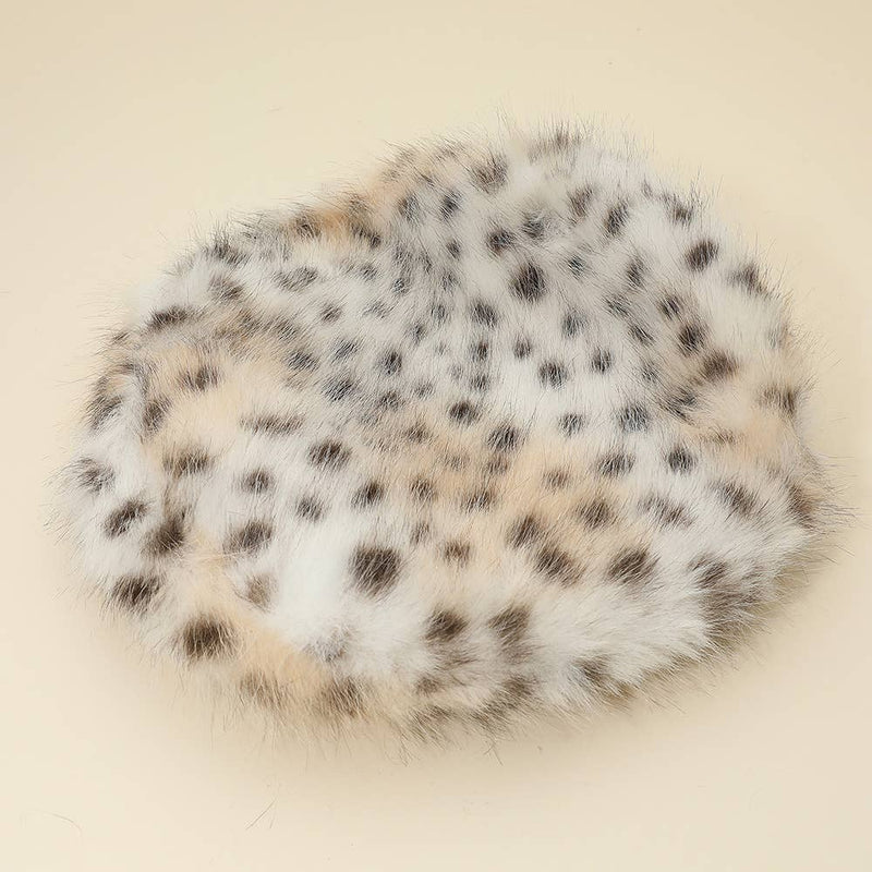 Plush Faux Fur Round Winter Beret Hat