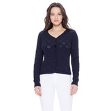 Lace Pattern V-Neck Scallop Hem Button Down Cardigan MK3659: SAGE / M