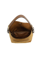 Hobo Handle Rich Faux Suede Handbag: L8235-20 Rust
