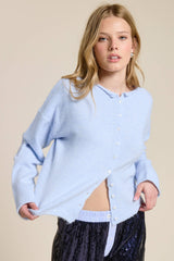 Essential Button Down Cardigan Top: Basil / S