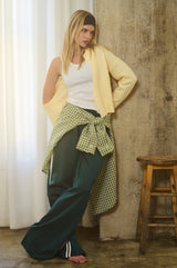Essential Button Down Cardigan Top: Basil / S