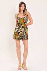 A printed woven romper - IP9306: BROWN MULTI / Contemporary / L