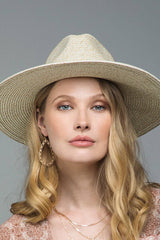 Duo-Tone Panama Hat with Wood Beads: BROWN / 2 / ONE SIZE (OS)