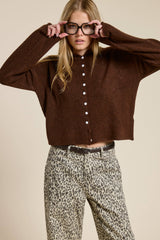 Essential Button Down Cardigan Top: Ocean / M