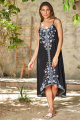 Viscose Woven Hi-Low Slip Dress 4021-MAD : Black / L