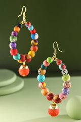 Handmade Beaded Hoop Earrings with Drop Accent: MULTI(MUL)