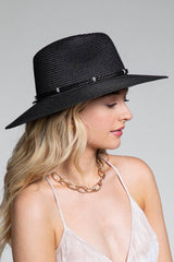Braided Double Band Panama Hat: BLACK / 2 / ONE SIZE (OS)