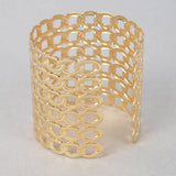 Wide Chain Metal Cuff Bracelet: Gold