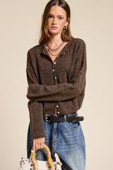 Essential Button Down Cardigan Top: Ocean / M