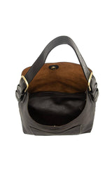 Hobo Handle Rich Faux Suede Handbag: L8235-20 Rust
