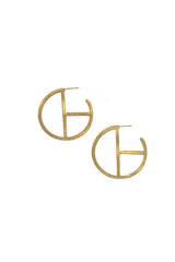 Scratched Geo Hoop Stud Earrings: 343-04EG Gold