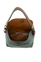 Hobo Handle Rich Faux Suede Handbag: L8235-20 Rust