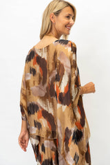 Women Printed Silk Kaftan: Burgundy