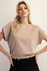Mock Neck Short Sleeve Top