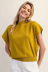 Mock Neck Short Sleeve Top