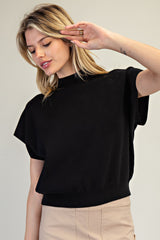 Mock Neck Short Sleeve Top
