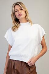Mock Neck Short Sleeve Top