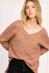 JLS3504-Soft Lightweight Loose Fit Textured Pullover Sweater: Plum / S