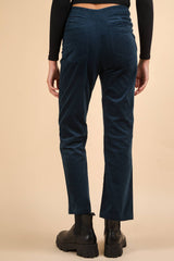 Teal Velvet Boot Cut Pants with Back Pockets