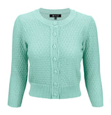 3/4 Sleeve Crewneck Knit Cropped Cardigan Sweater MK3514: BRONZE / M