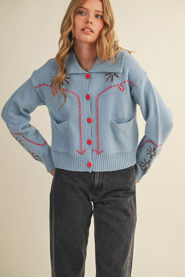 Cropped Western Cardigan