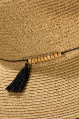 Duo-Tone Panama Hat with Wood Beads: NATURAL / 2 / ONE SIZE (OS)