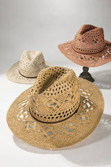 Open-Weave Panama Hat: LIGHT BROWN / 2 / ONE SIZE (OS)